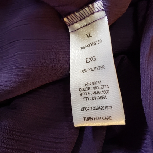 💜Miley Cyrus Juniors Top, Size XL, Dark Purple Ruffles, barely worn💜 - Picture 4 of 4